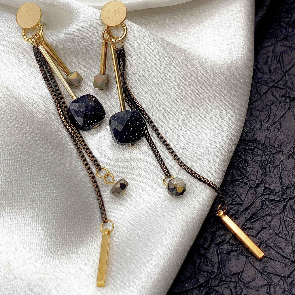 34505   حلق جولد بريمة سلاسل عمود فضة عيار 925  ماركة ماريا  فصوص كريستال