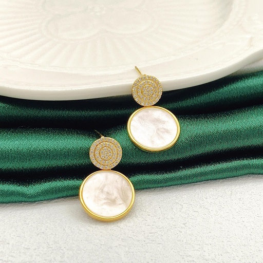 [34439] 34439  حلق جولد بريمة  صدف عمود فضة عيار 925  ماركة ماريا فصوص مايكرو زيركون