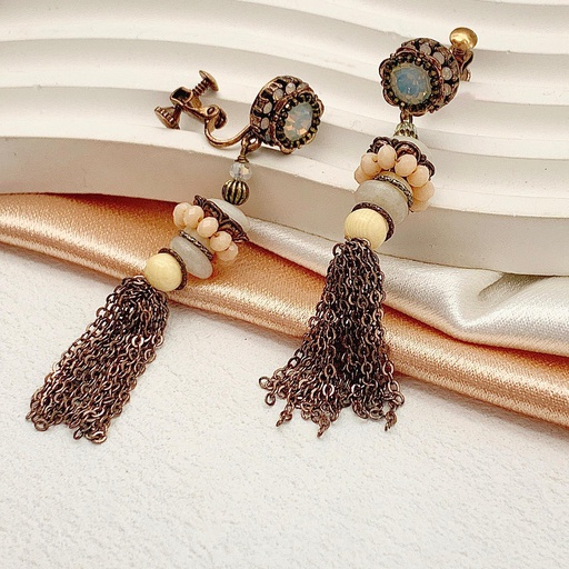 [34494] 34494    حلق نحاسي بريمة  سلاسل  عمود فضة عيار 925  ماركة ماريا  فصوص مايكرو زيركون و كريستال